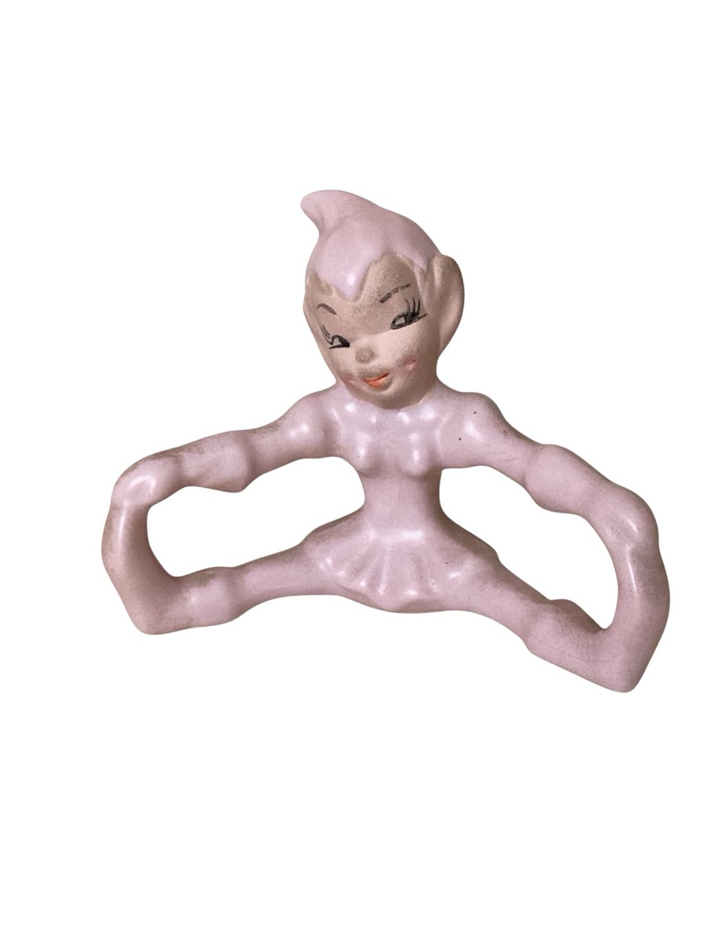 Vintage 50’ s Gilner pixie Elf Figurine RARE Pink Girl Seated Split